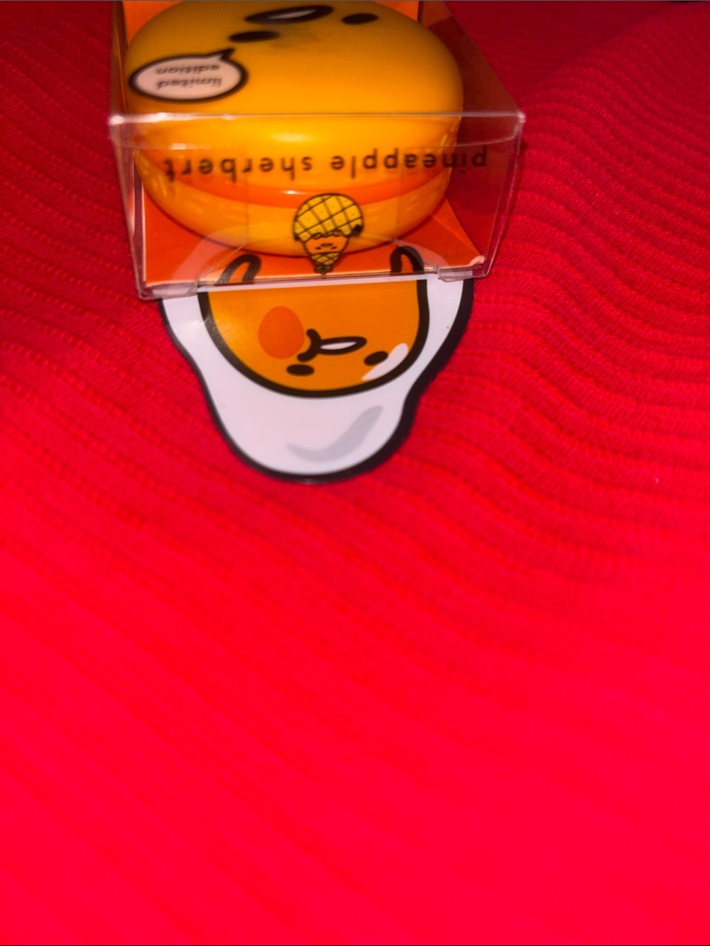 The Crème Shop x Gudetama Macaron Lip Balm - Yellow Moisturizing Gloss NIB - Picture 2 of 6